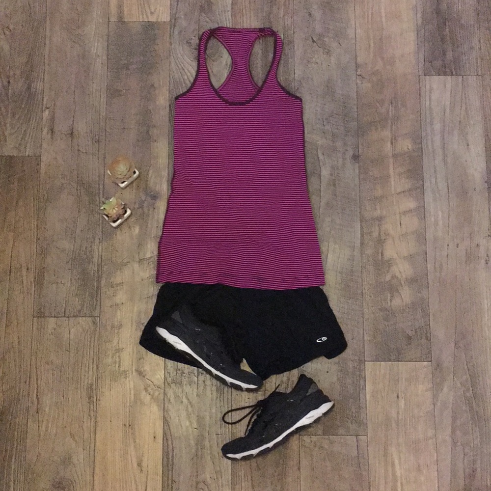 Lululemon size 4 pink striped work out top